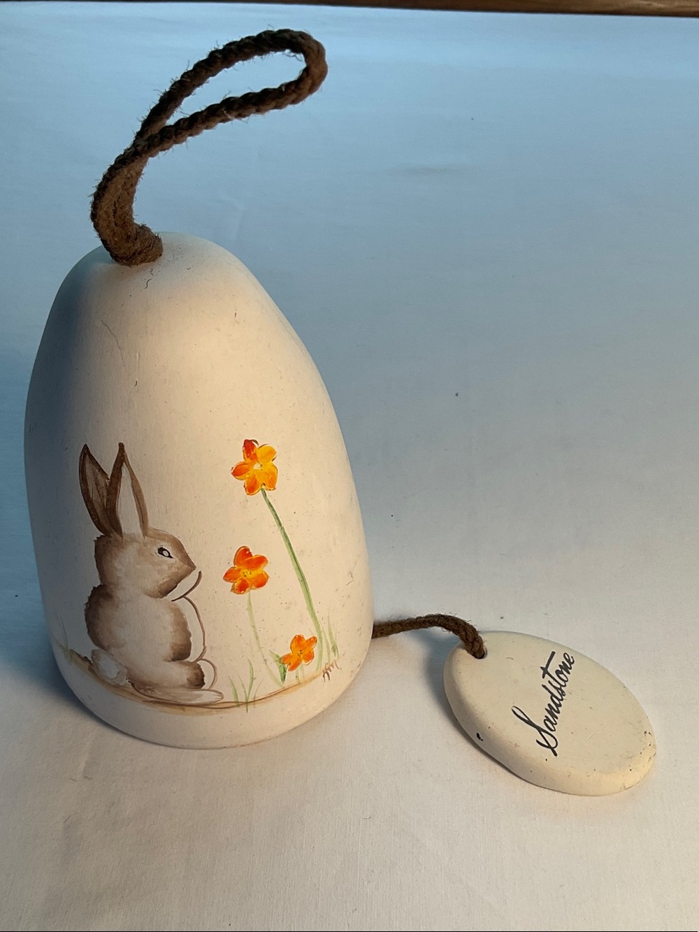Hand-painted Sandstone Ceramic Bunny Wind Chime Garden Bell